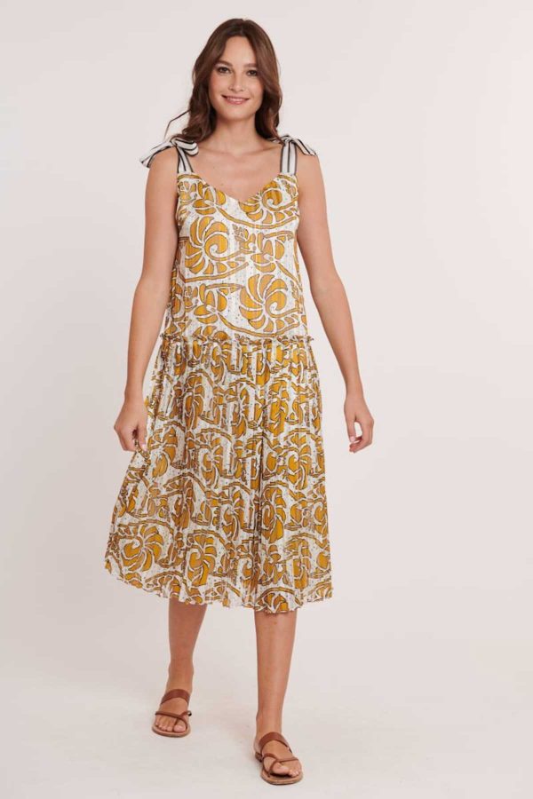 Robe midi imprimée à bretelles CHRISLA