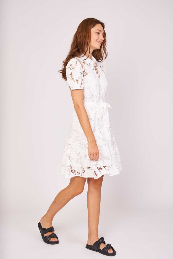Robe courte en tissu fleuri ajouré PENELOPE - Image 3