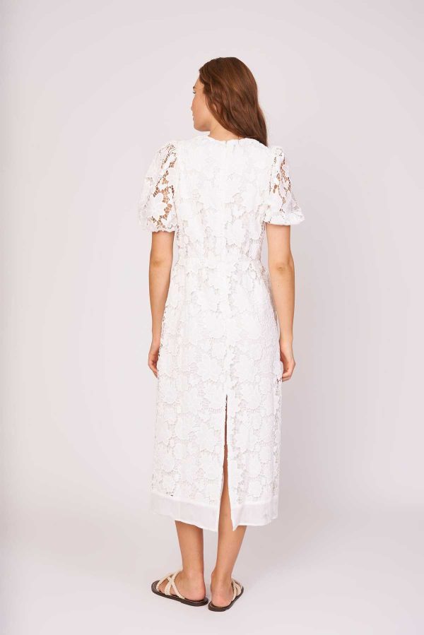 Robe mi-longue en dentelle motifs fleurs PLACIDE - Image 2