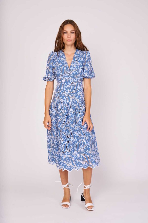 Robe mi- longue unie ajourée PRODIGE