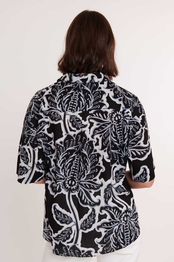 Blouse imprimée drapée en coton EOLE - Image 3