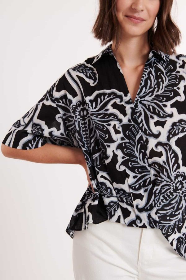 Blouse imprimée drapée en coton EOLE - Image 4