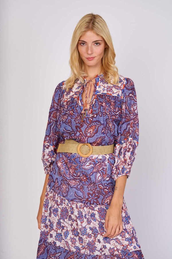 Blouse ample imprimée en coton EVALINE - Image 2