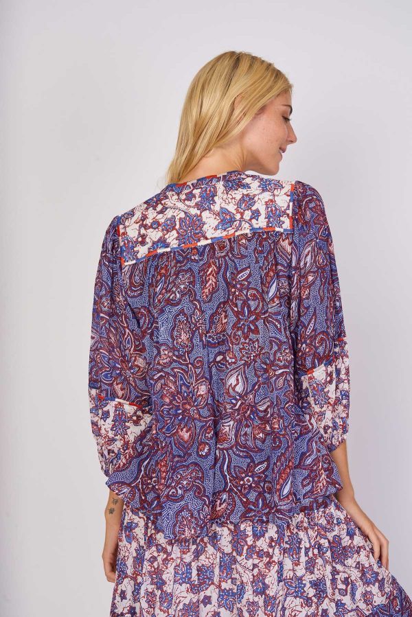 Blouse ample imprimée en coton EVALINE - Image 3