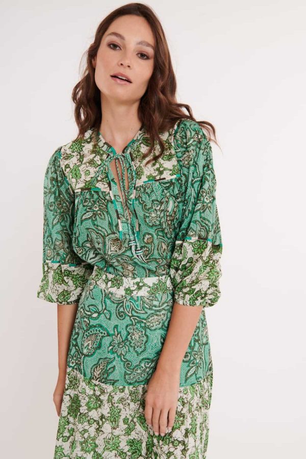 Blouse ample imprimée en coton EVALINE - Image 5