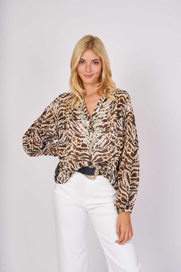 Blouse imprimée broderie lurex EGYPTIENNE
