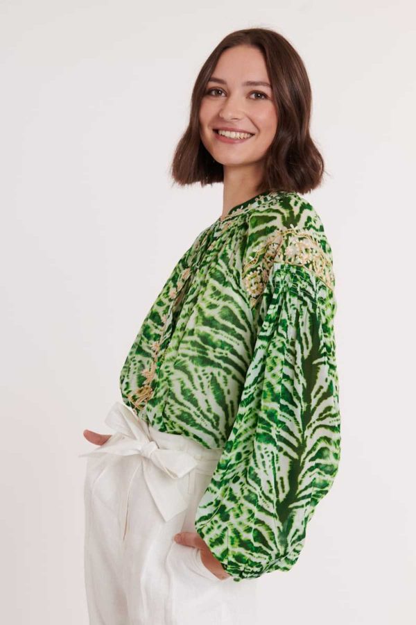 Blouse imprimée broderie lurex EGYPTIENNE - Image 7