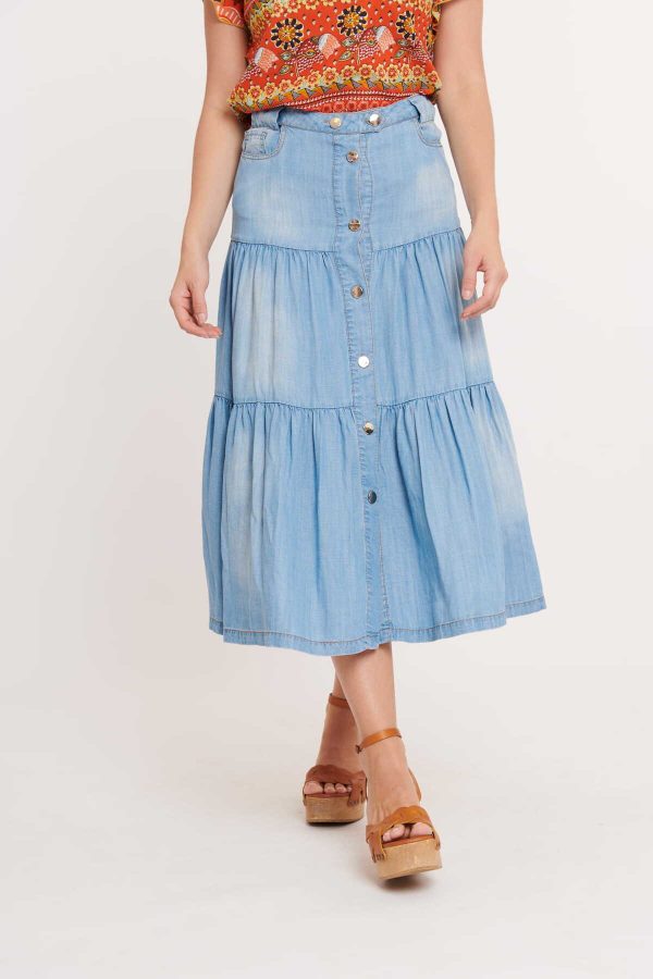 Jupe mi- longue en tencel léger FREDERIQUE