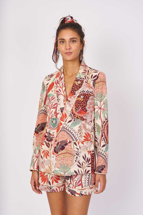 Veste blazer imprimée coton lin IGUAZU