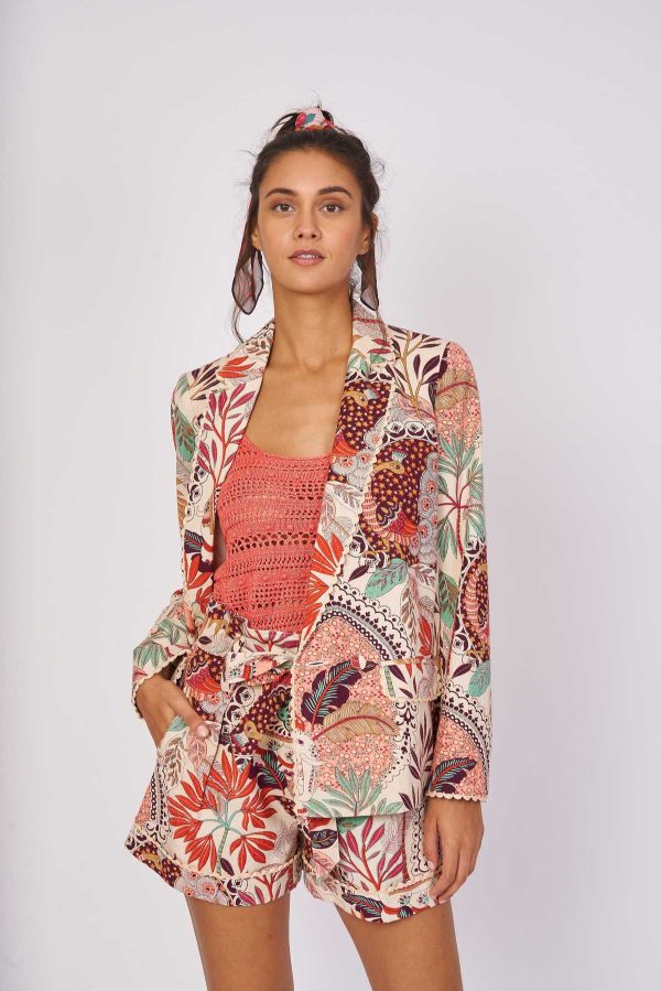 Veste blazer imprimée coton lin IGUAZU - Image 3
