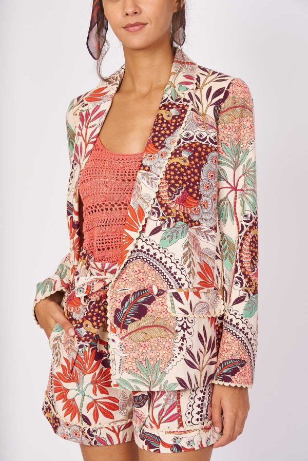 Veste blazer imprimée coton lin IGUAZU - Image 5
