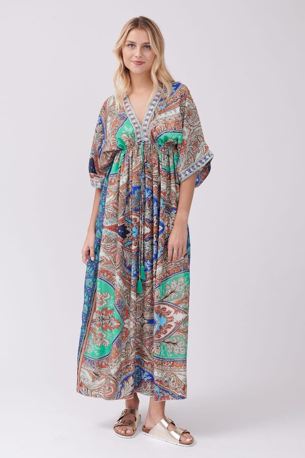 Robe maxi imprimée Paisley manches kimono TABOU