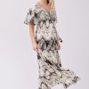 Robe longue imprimée et brodée manches courtes TAQUINE - Image 3