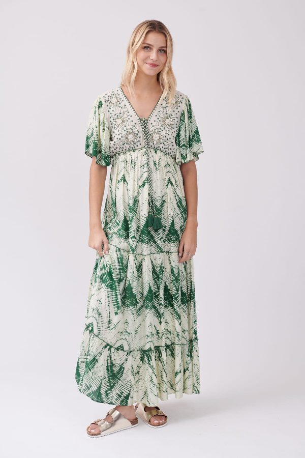 Robe longue imprimée et brodée manches courtes TAQUINE - Image 6