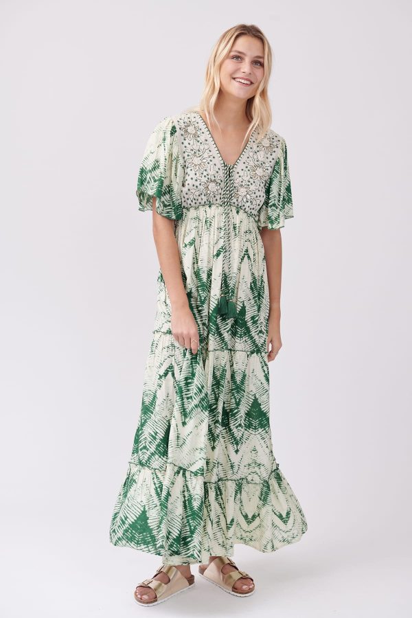 Robe longue imprimée et brodée manches courtes TAQUINE - Image 7