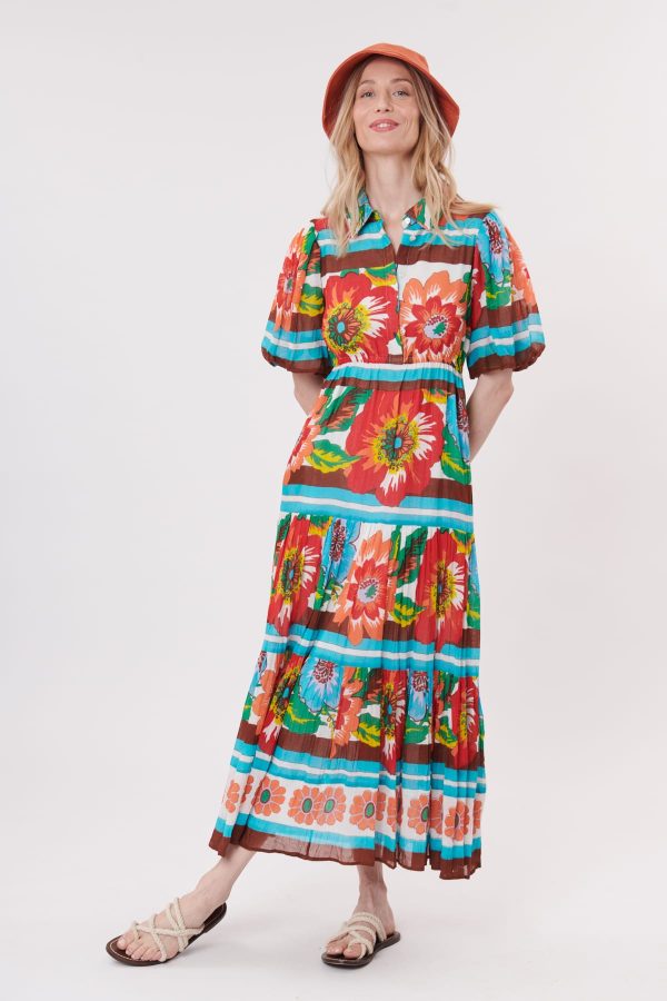 Robe maxi imprimée floral col chemise TARA