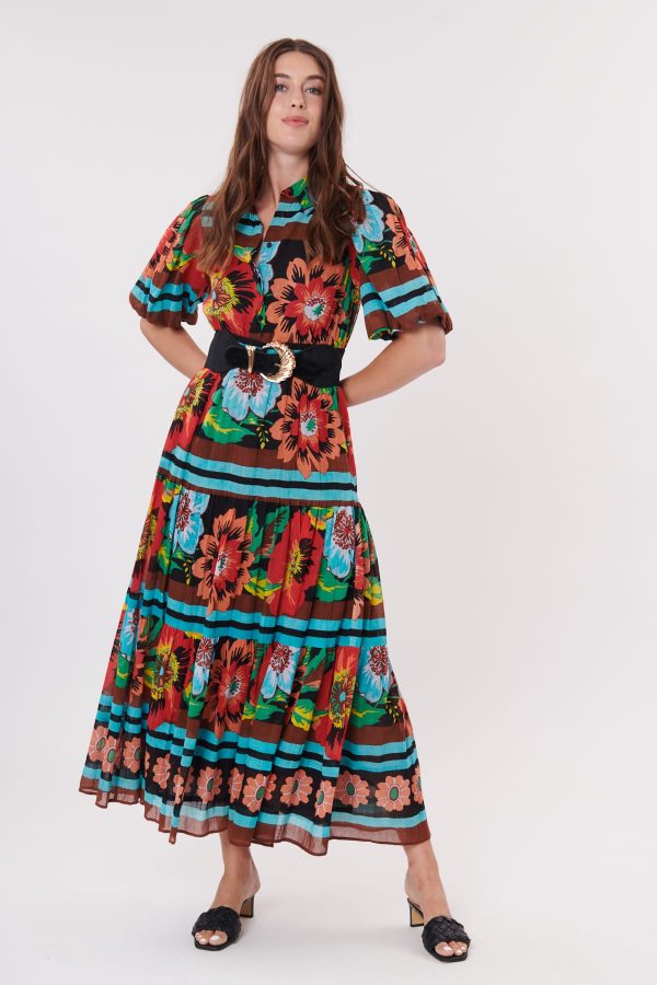 Robe maxi imprimée floral col chemise TARA - Image 6