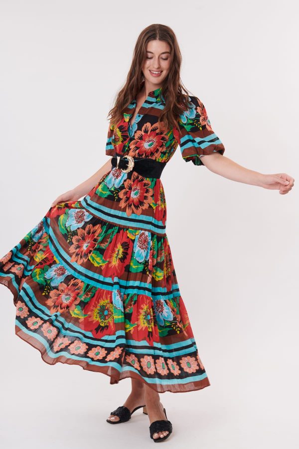 Robe maxi imprimée floral col chemise TARA - Image 7
