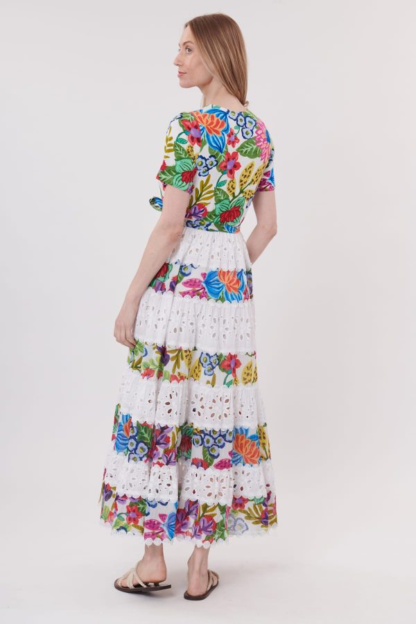 Robe longue imprimée et broderies anglaises TATOO - Image 4