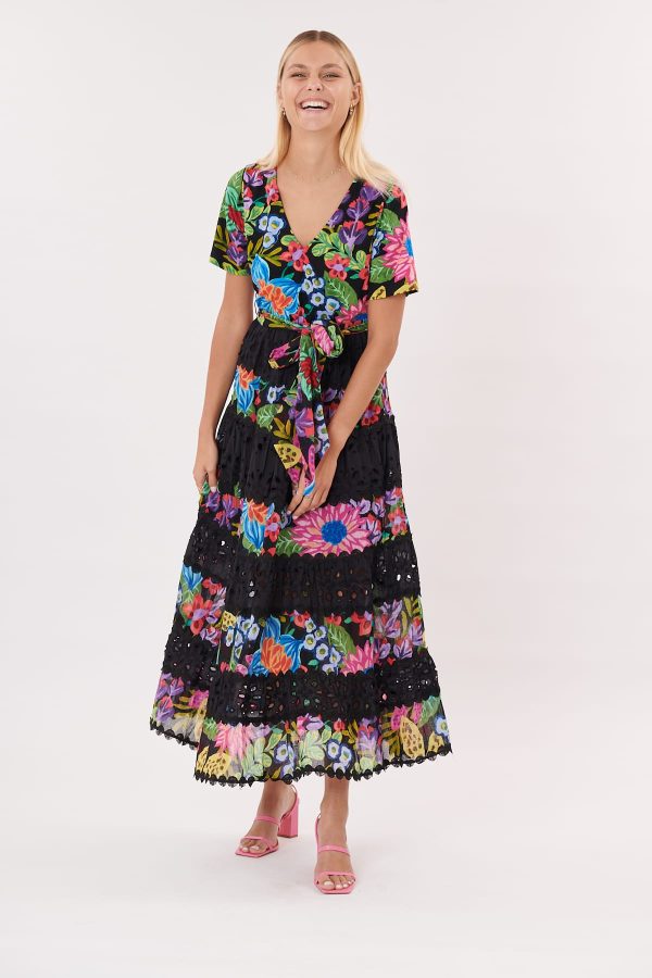Robe longue imprimée et broderies anglaises TATOO - Image 6