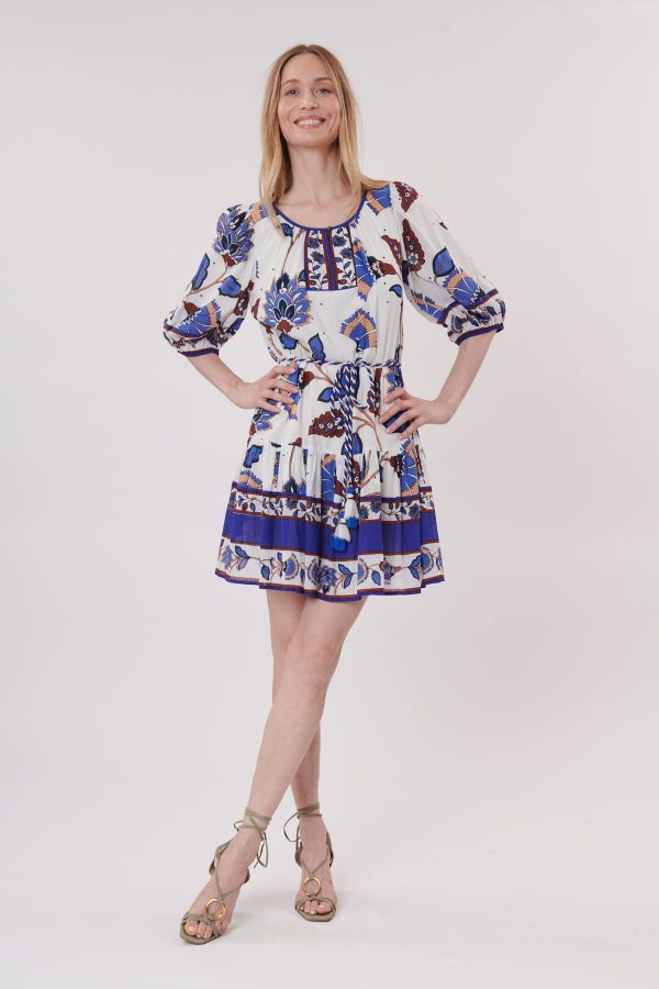 Robe courte imprimée col rond et manches 3/4 THEA - Image 2