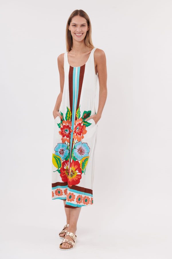Robe longue droite imprimée sans manches TOKYO