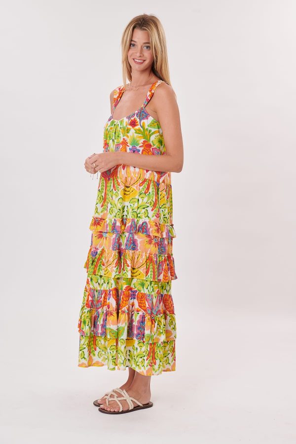 Robe longue imprimée à bretelles en coton TONIQUE - Image 2