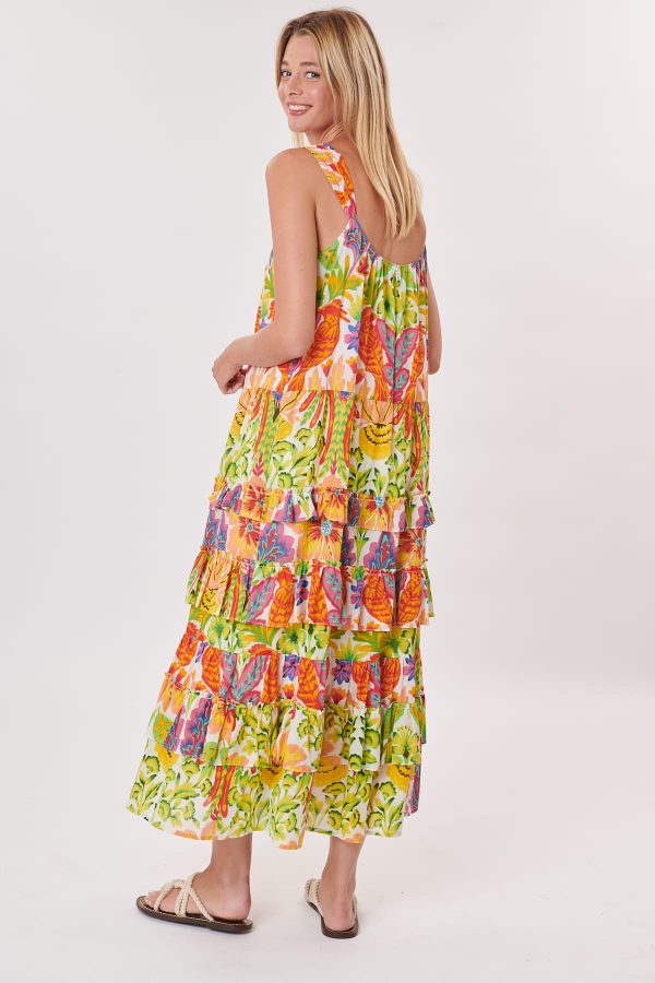 Robe longue imprimée à bretelles en coton TONIQUE - Image 3