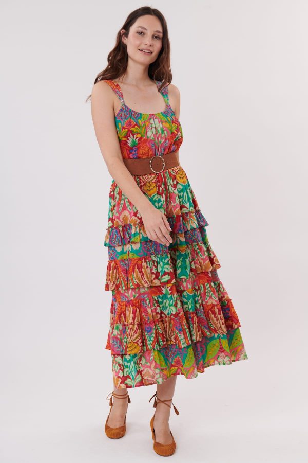 Robe longue imprimée à bretelles en coton TONIQUE - Image 7