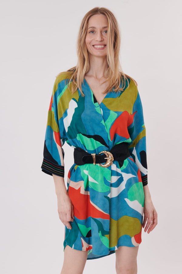 Robe chemise oversize courte et imprimée TOUAREG - Image 2