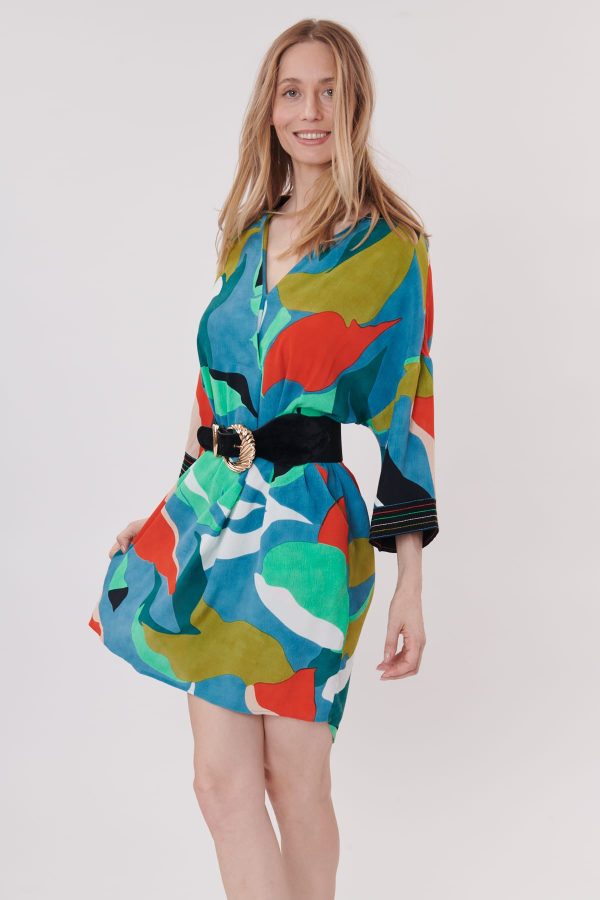 Robe chemise oversize courte et imprimée TOUAREG - Image 3