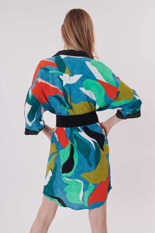 Robe chemise oversize courte et imprimée TOUAREG - Image 4