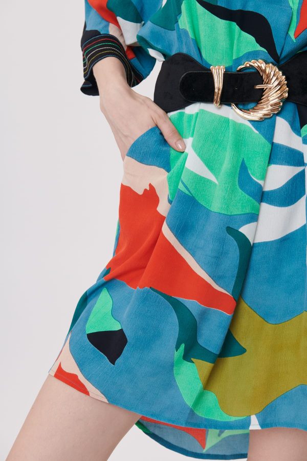Robe chemise oversize courte et imprimée TOUAREG - Image 5
