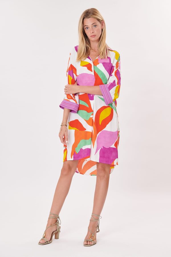 Robe chemise oversize courte et imprimée TOUAREG - Image 7