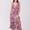 Robe longue imprimée sans manches col V TRAPEZE