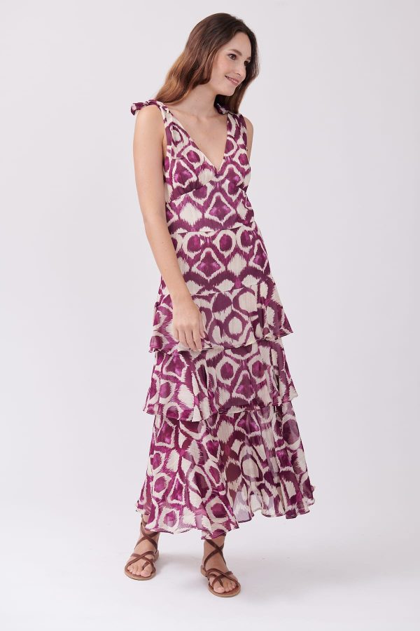 Robe longue imprimée sans manches col V TRAPEZE - Image 2