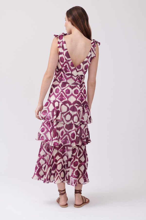 Robe longue imprimée sans manches col V TRAPEZE - Image 3