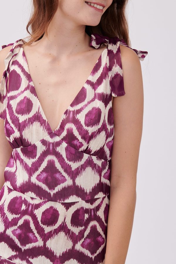 Robe longue imprimée sans manches col V TRAPEZE - Image 4