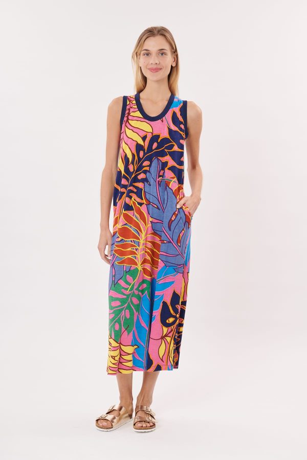 Robe longue imprimée sans manches TRIANGLE
