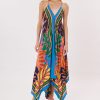 Robe longue imprimée à bretelles coupe droite TRIANON