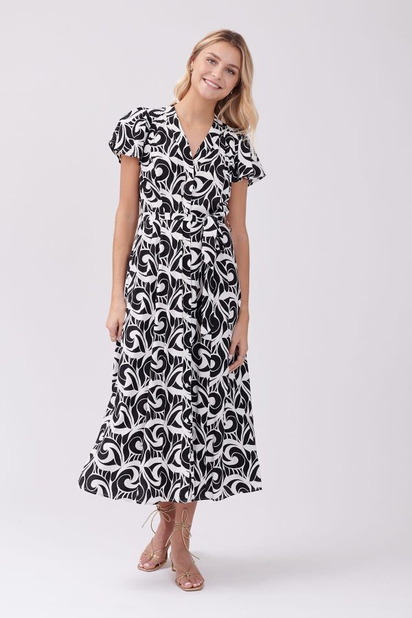 Robe longue imprimée ouverte col V TYLANE