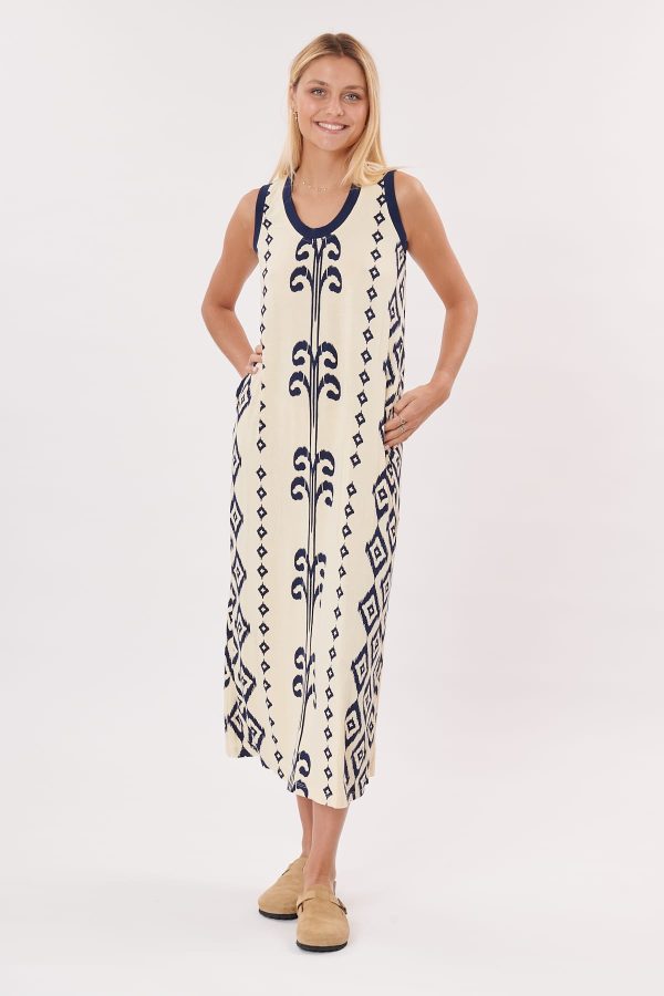 Robe longue imprimée sans manches en jersey TALAVERA