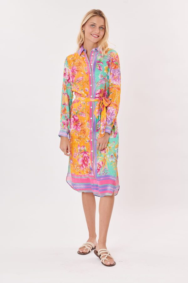 Robe chemise imprimée à manches longues TACITE