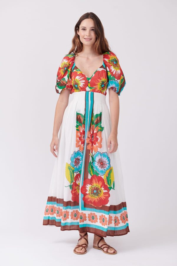 Robe longue imprimée floral col en cœur TABBY