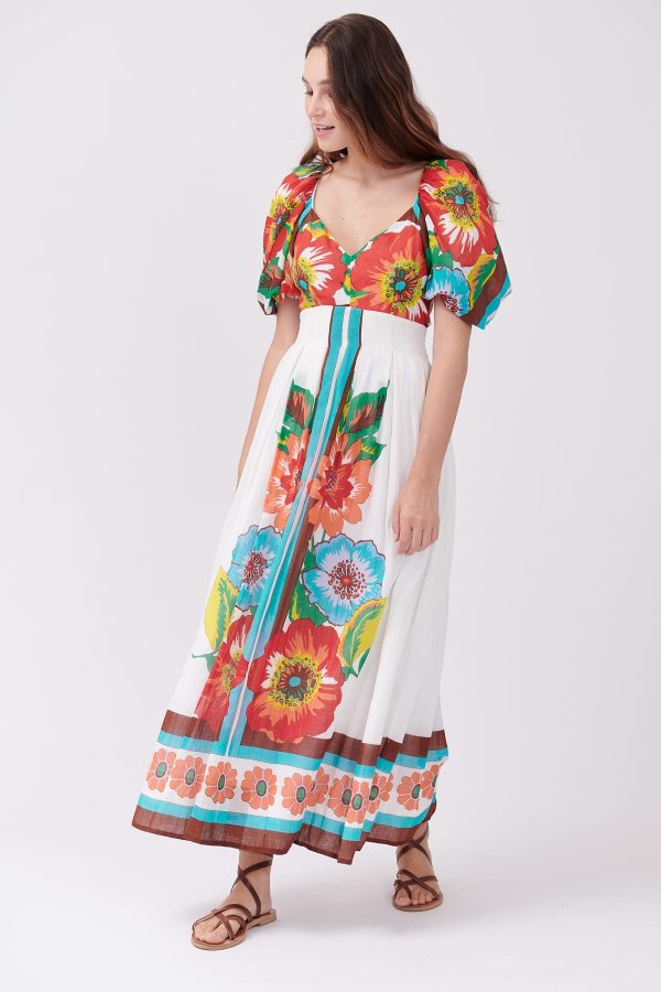 Robe longue imprimée floral col en cœur TABBY - Image 2
