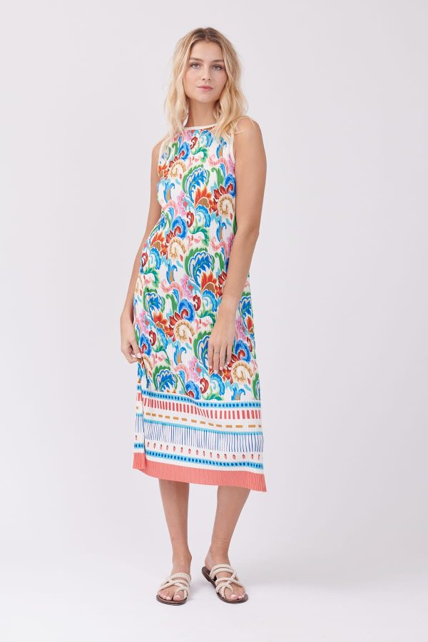 Robe longue imprimée plissée sans manches TAG