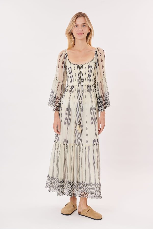 Robe longue imprimée graphique manches longues TAFFY