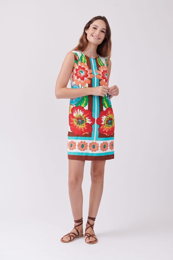 Robe courte droite imprimée sans manches TALKIE - Image 2