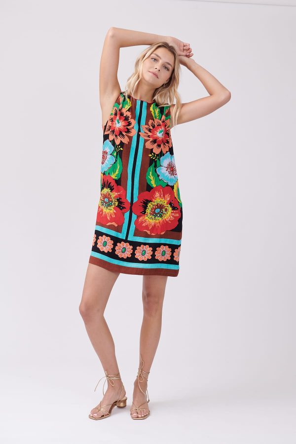 Robe courte droite imprimée sans manches TALKIE - Image 6