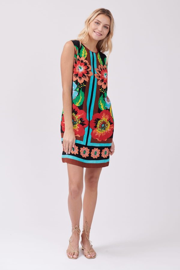 Robe courte droite imprimée sans manches TALKIE - Image 7